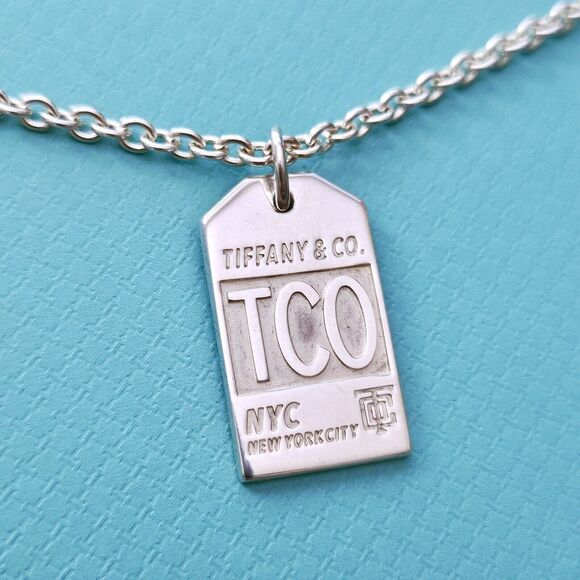 Tiffany & Co. Jewelry - RARE Vintage Tiffany & Co. New York City NYC TCo Rectangle Tag Charm Necklace.